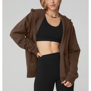 Alo yoga everyday full zip hoodie espresso
